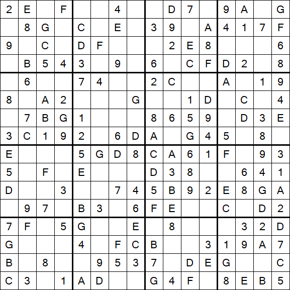Sudoku 16x16 - Simple