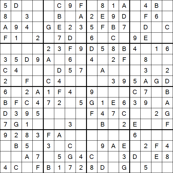 Sudoku 16x16 - Simple