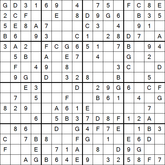 Sudoku 16x16 - Einfach