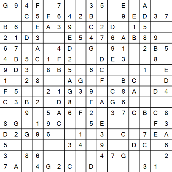 Sudoku 16x16 - Simple