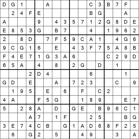 Sudoku 16x16 - Simple