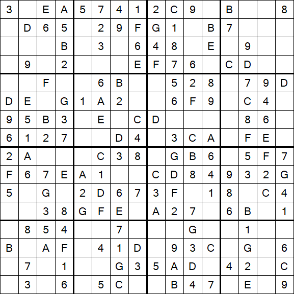 Sudoku 16x16 - Simple