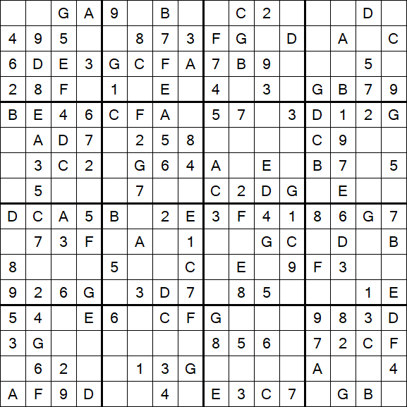 Sudoku 16x16 - Simple