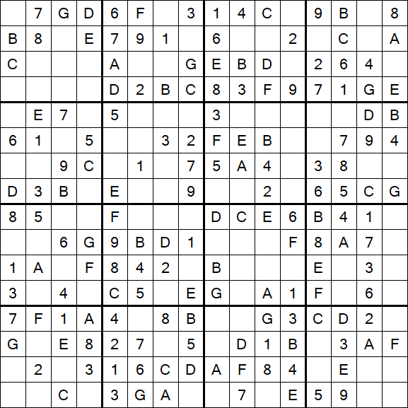 Sudoku 16x16 - Simple