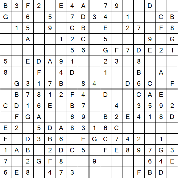 Sudoku 16x16 - Einfach