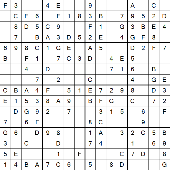 Sudoku 16x16 - Simple