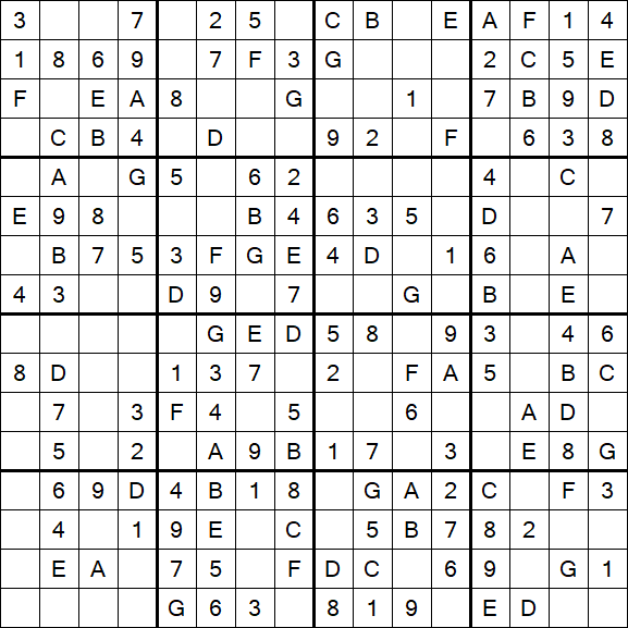 Sudoku 16x16 - Simple