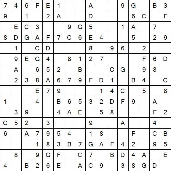 Sudoku 16x16 - Simple