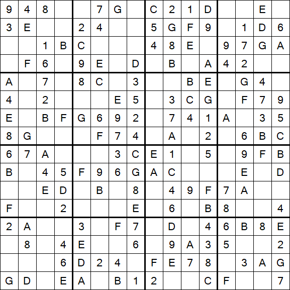 Sudoku 16x16 - Simple