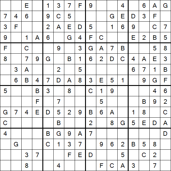Sudoku 16x16 - Simple