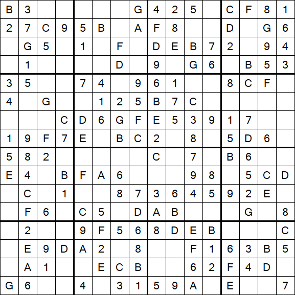 Sudoku 16x16 - Simple