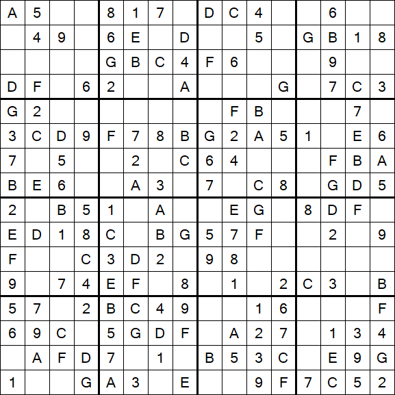Sudoku 16x16 - Simple