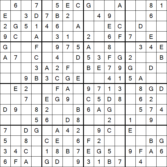 Sudoku 16x16 - Simple