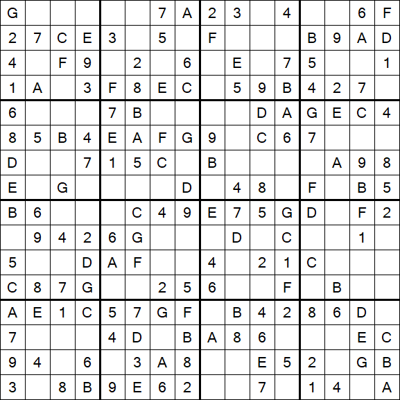 Sudoku 16x16 - Einfach