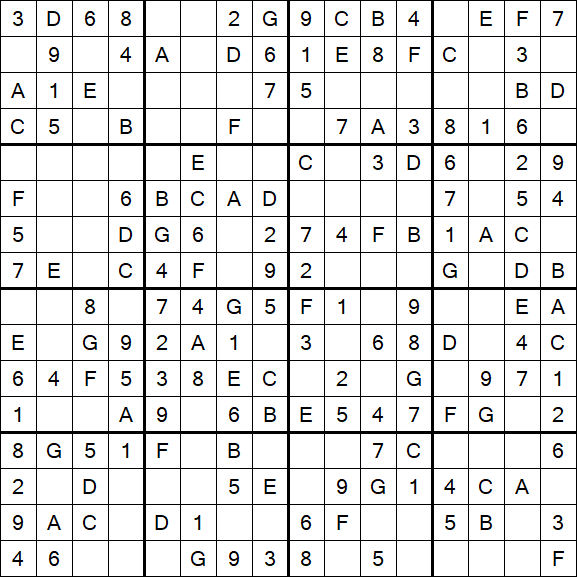 Sudoku 16x16 - Simple