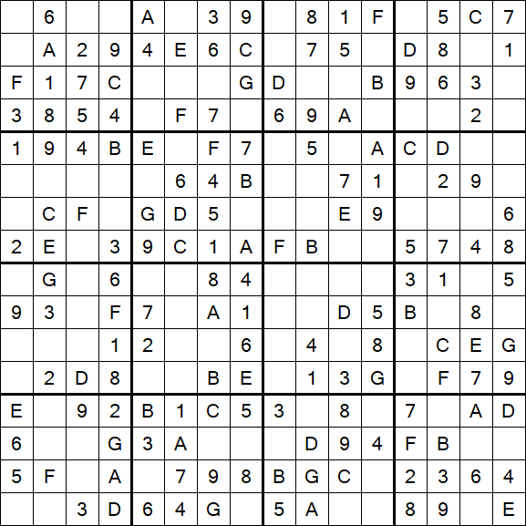 Sudoku 16x16 - Simple
