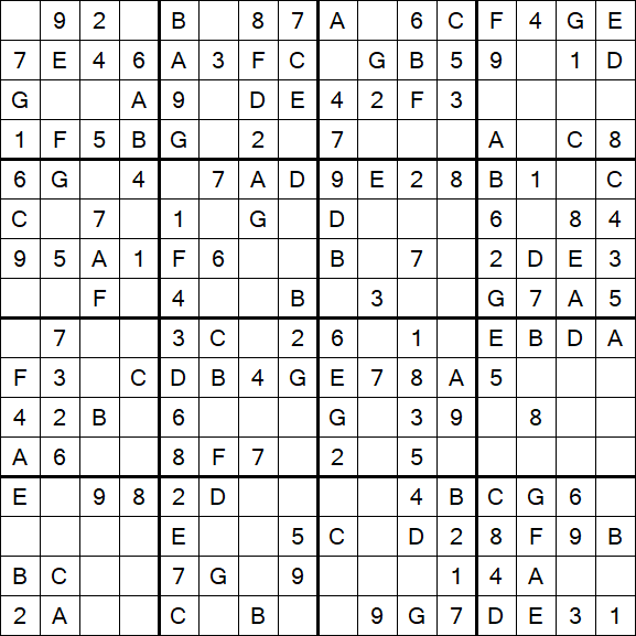 Sudoku 16x16 - Simple