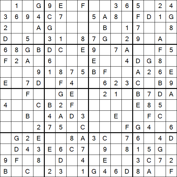 Sudoku 16x16 - Simple