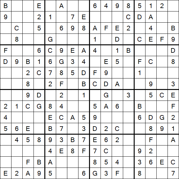 Sudoku 16x16 - Einfach