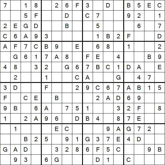 Sudoku 16x16 - Simple