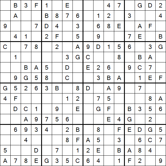 Sudoku 16x16 - Simple