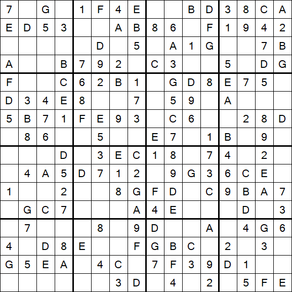 Sudoku 16x16 - Simple