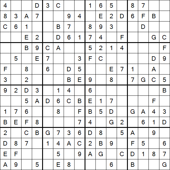 Sudoku 16x16 - Simple