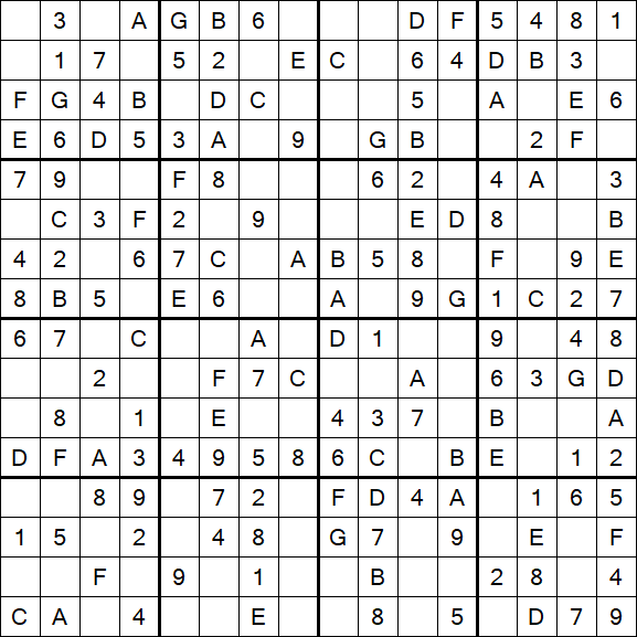 Sudoku 16x16 - Simple