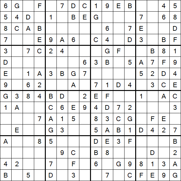 Sudoku 16x16 - Simple