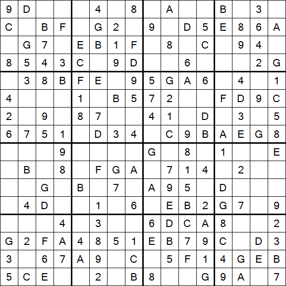 Sudoku 16x16 - Simple