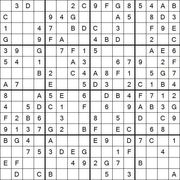 Sudoku 16x16 - Einfach