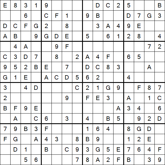 Sudoku 16x16 - Simple