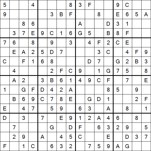 Sudoku 16x16 - Simple