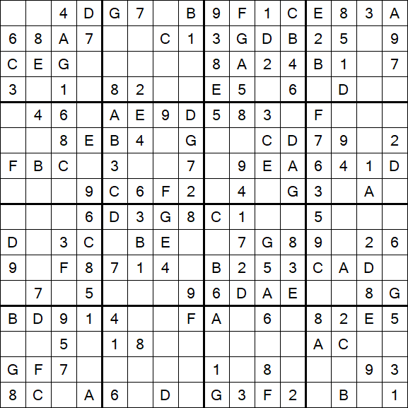 Sudoku 16x16 - Simple
