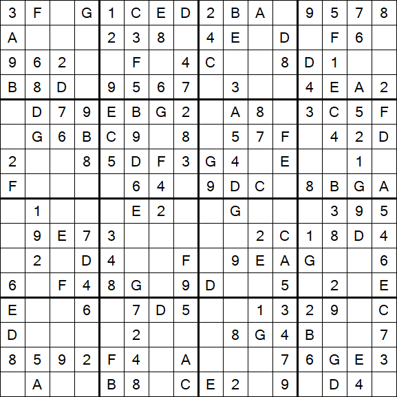 Sudoku 16x16 - Einfach