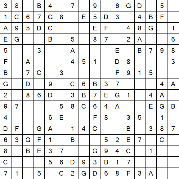 Sudoku 16x16 - Einfach