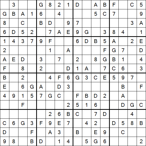 Sudoku 16x16 - Einfach