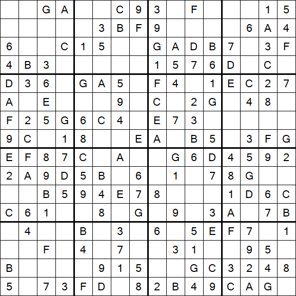 Sudoku 16x16 - Einfach