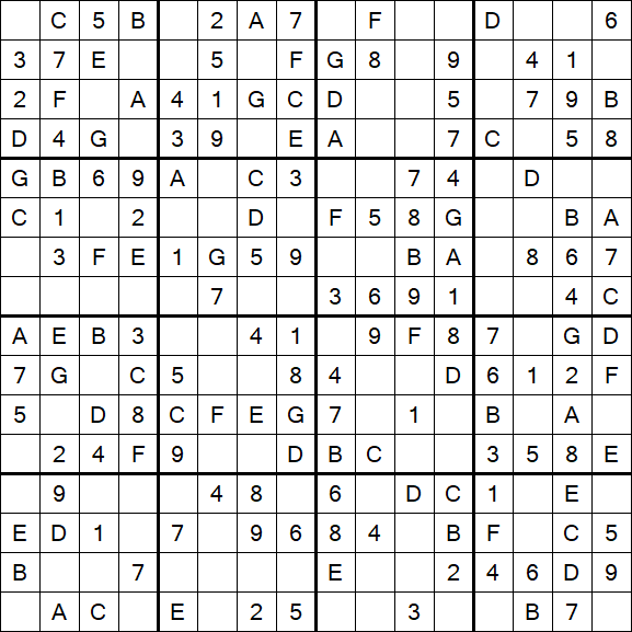Sudoku 16x16 - Einfach