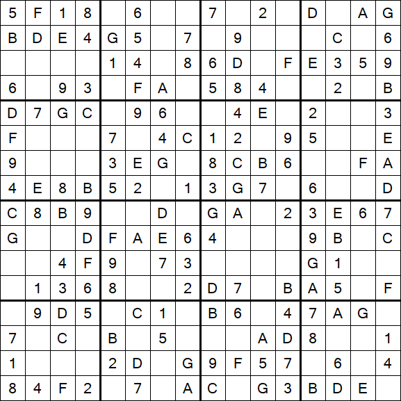 Sudoku 16x16 - Einfach