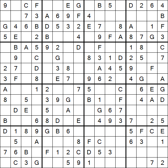 Sudoku 16x16 - Einfach