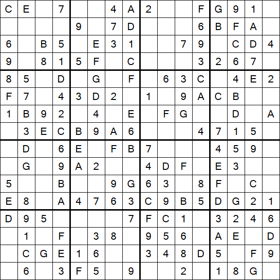 Sudoku 16x16 - Simple