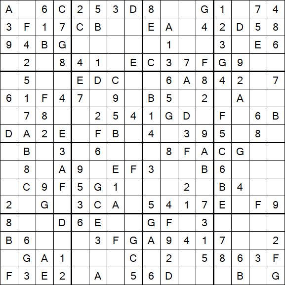 Sudoku 16x16 - Simple