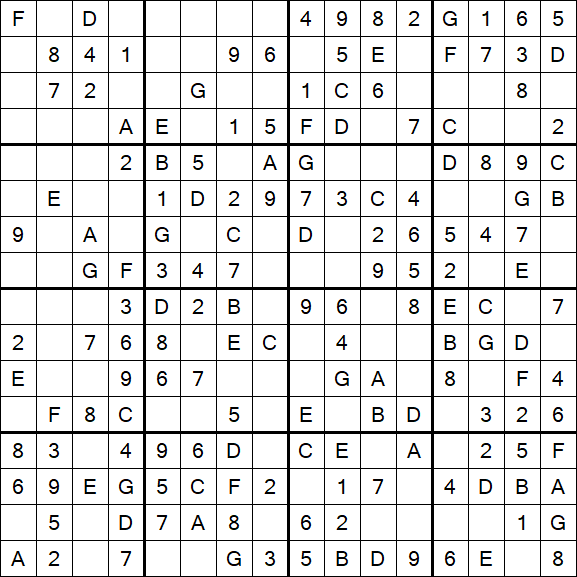 Sudoku 16x16 - Simple
