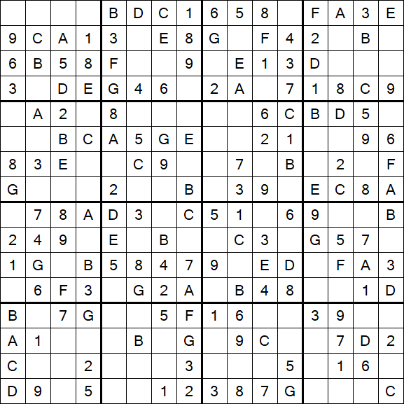 Sudoku 16x16 - Einfach