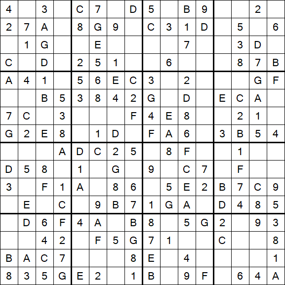 Sudoku 16x16 - Einfach