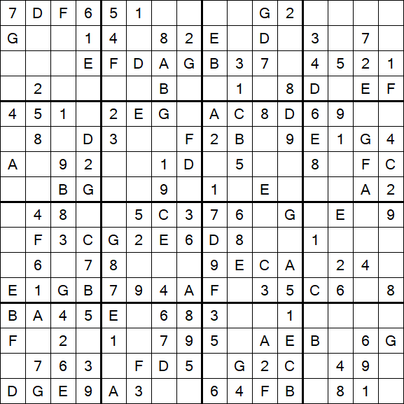 Sudoku 16x16 - Easy