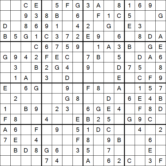 Sudoku 16x16 - Einfach