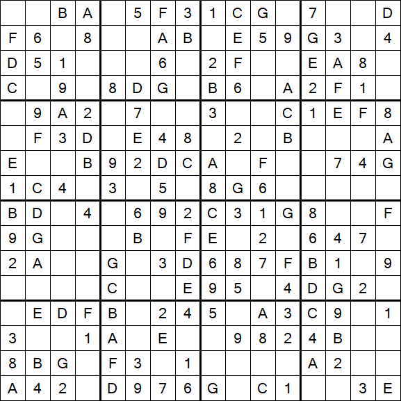 Sudoku 16x16 - Einfach