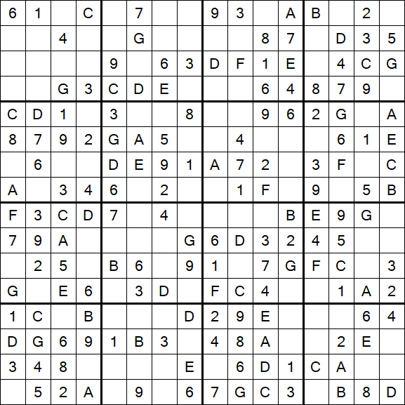 Sudoku 16x16 - Simple